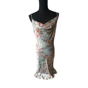 Takara Floral Slip Dress Cowl Neck Adjustable Straps Size M
